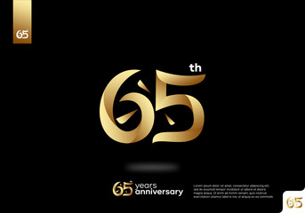 Number 65 gold logo icon design, 65th birthday logo number, 65th anniversary.