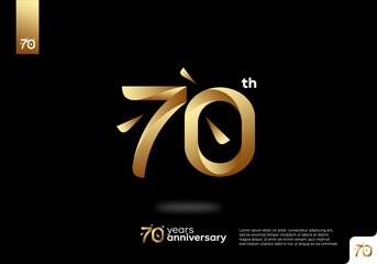 Number 70 gold logo icon design, 70st birthday logo number, 70st anniversary. - obrazy, fototapety, plakaty