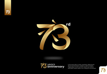 Number 73 gold logo icon design, 73rd birthday logo number, 73rd anniversary.