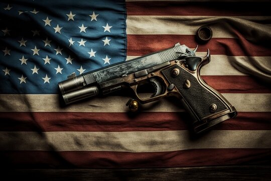 image, american flag with a gun, ai generative