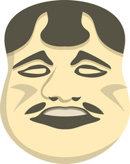 Japanese noh mask icon cartoon vector. Japan face. Angry character