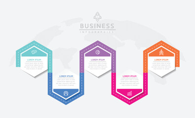 Connecting Steps business Infographic Template with 5 Elements
