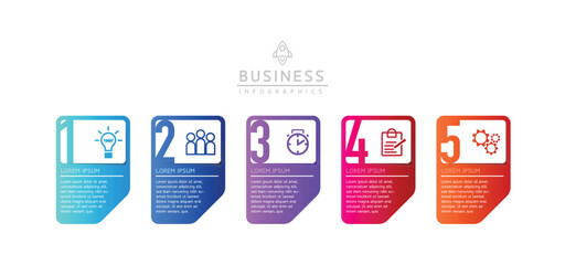 Connecting Steps business Infographic Template with 5 Elements