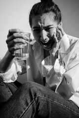 young woman with alcohol