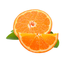tangerine or mandarin fruit with leaves isolated transparent png
