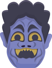 Festival scary mask icon cartoon vector. Angry god. Asian culture