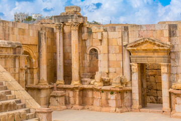 Fototapeta na wymiar Amphitheater South Theatre in Jerash, Jordan
