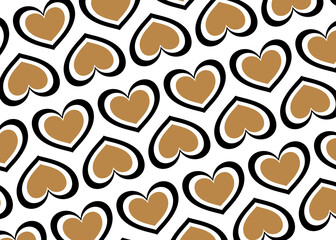 Seamless background with gold and black hearts
