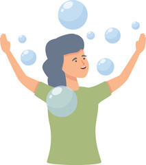 Girl blowing bubbles icon cartoon vector. Child cute. Fun game