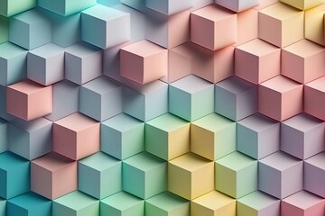 A Colorful Pastel Gradient of 3D Cube Tiles, Background, Created by Generative AI Technology