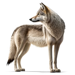 Fototapeta premium Wolf side profile view, isolated on transparent background. Generative Ai
