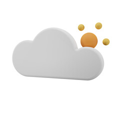 cloud and sun icon 3D illustration