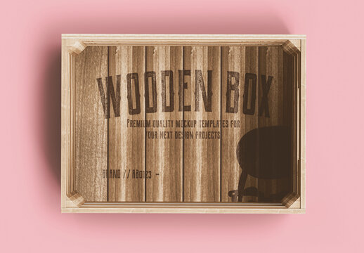 Wooden Box Up View Mockup