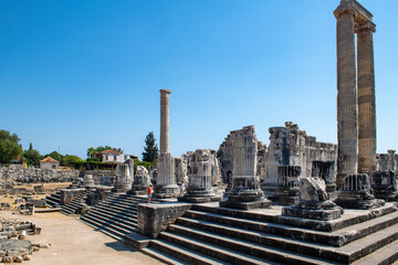 Obraz premium Didyma Apollo Temple, one of the most important prophecy centers of the ancient world, is located in the city center of Didim district of Aydın Province