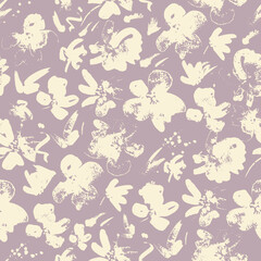 Subtle Printed Flowers. Decorative seamless pattern. Repeating background. Tileable wallpaper print.