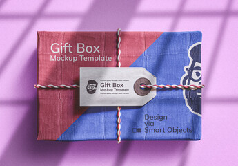 Gift Box Mockup With Tag