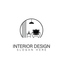 Interior room, furniture gallery logo design