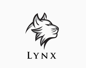 Lynx head drawn art logo symbol design template illustration