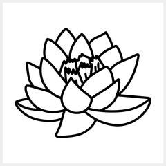 Lotus flower doodle icon. Sketch vector stock illustration. EPS 10