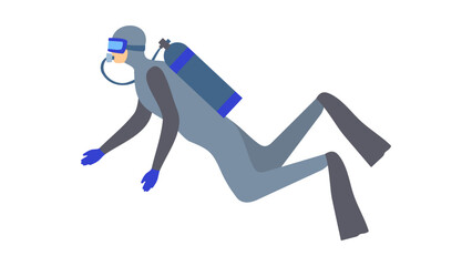 泳ぐ潜水士。フラットなベクターイラスト。 Swimming diver. Flat designed vector illustration.
