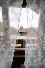 View from the window in the wooden house