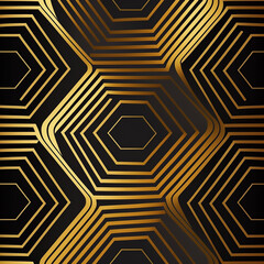 Vector modern geometric tiles pattern. luxury dark blue with gold shape. Abstract art deco seamless background.