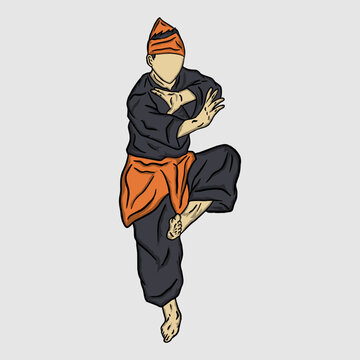 illustration vector of pencak silat fighter
