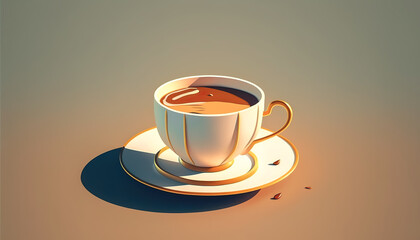 Cup of black coffee isolated, generative Al.