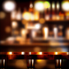 Beer restaurant bar, bar tabletop, blurred background - AI generated image