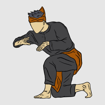 illustration vector of pencak silat fighter