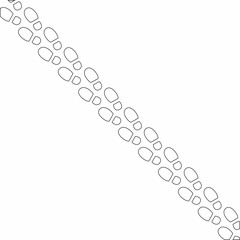 Black line human footprint shoe isolated on white background. Vector