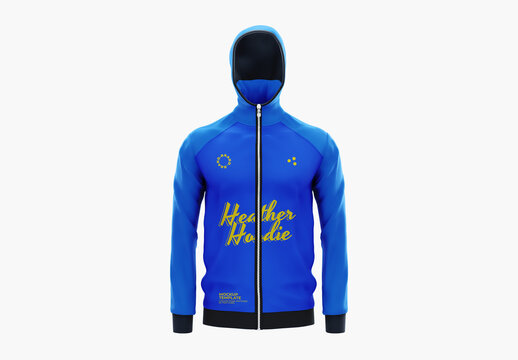 Zip Up Heater Sport Hoodie Mockup