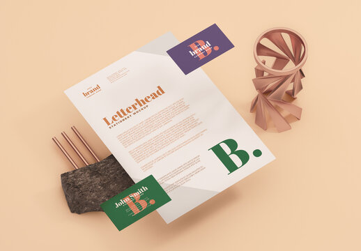 Floating Stationery Mockup Template