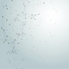 Abstract dots and lines. Chemistry molecular triangle. Connection science and technology background. Vector illustration