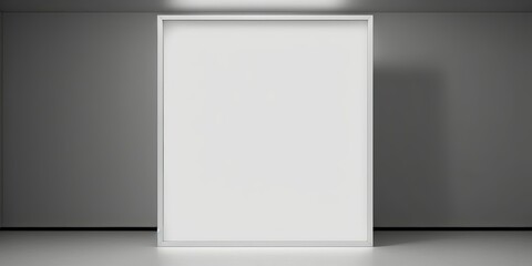 Empty blank frame in neutral room interior. Generative AI illustration.
