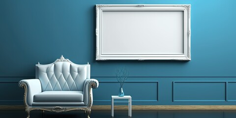 Empty blank frame in a contemporary lounge. Banner illustration, generative AI.