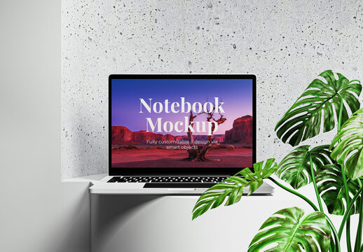 Modern Laptop Device Mockup Front View
