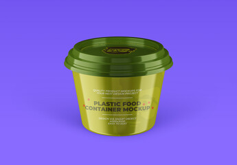 Green Plastic Food Container Mockup With Black Cap
