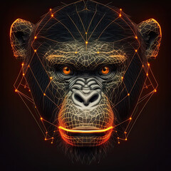 Angry Chimpanzee, Neon network strings. Generative AI