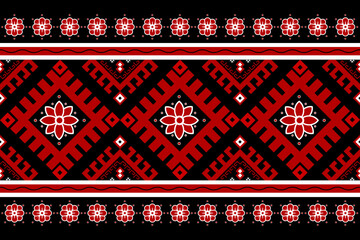 Motif folk red floral ethnic seamless pattern. aztec vector. Slavic, Russian, Polish, Ukrainian traditional style. Design for clothing, fabric, textile, texture, carpet, fashion, wrapping, home decor