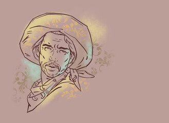 portrait of a person on brown digital art for card illustration background