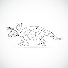 Geometric Triceratops silhouette. Image of Triceratops n the form of constellation. Side View. Mythical animal. © greens87