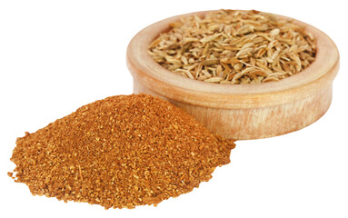 Crushed cumin with whole ones