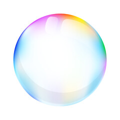 Soap bubble in a rainbow gradient in 3D. Bubble vector illustration.