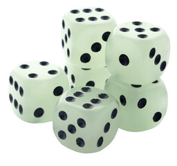 Dices over white background