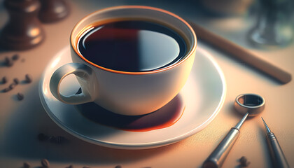 Cup of black coffee isolated, generative Al.