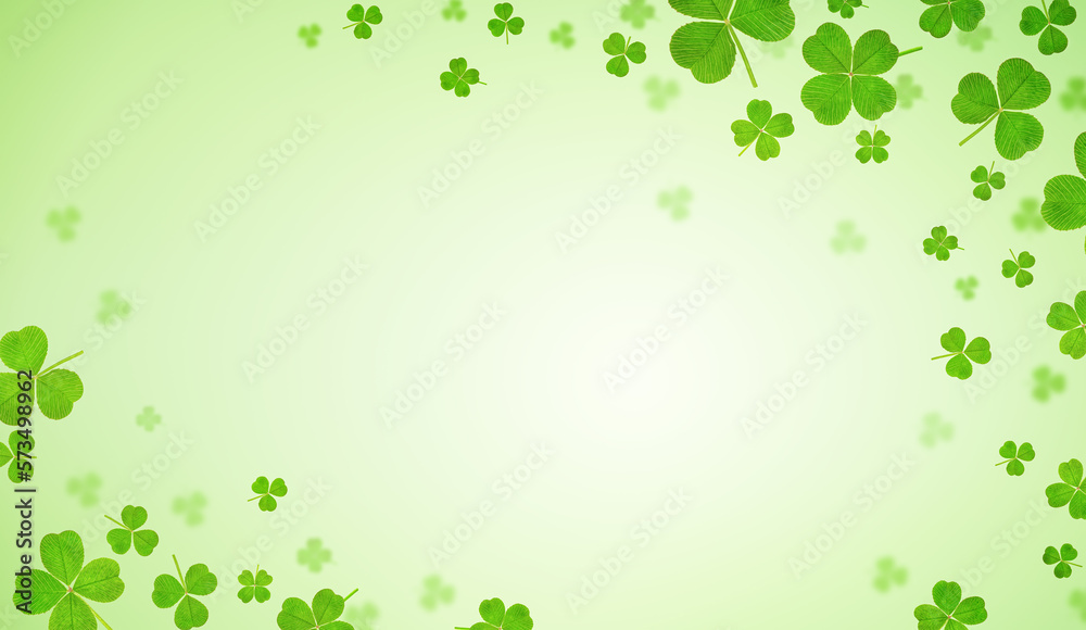 Fototapete clover leaf background with copy space in the center for st. patrick's day