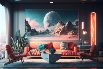 modern living room interior design, generative ai