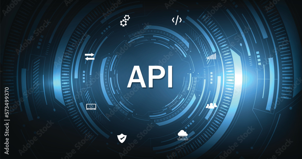 Fototapete application programming interface (api). software development tools, information technology, modern 