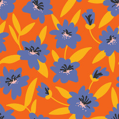Artistic flower seamless pattern - 573499503